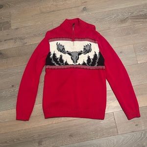 1/4 Zip Chaps Red Pullover Moose Sweater